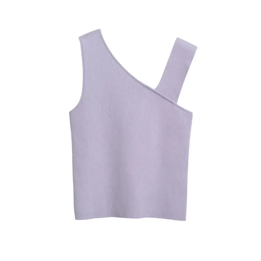 DSTLD Asymmetrical Ribbed Knit Tank Top Lilac Purple Lavender Women’s Medium - Picture 1 of 13